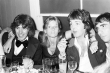 Paul and Linda McCartney and friends John Mayhall, singer Keith Moon, drummer, Beverly Hills, Hollywood,  1975.